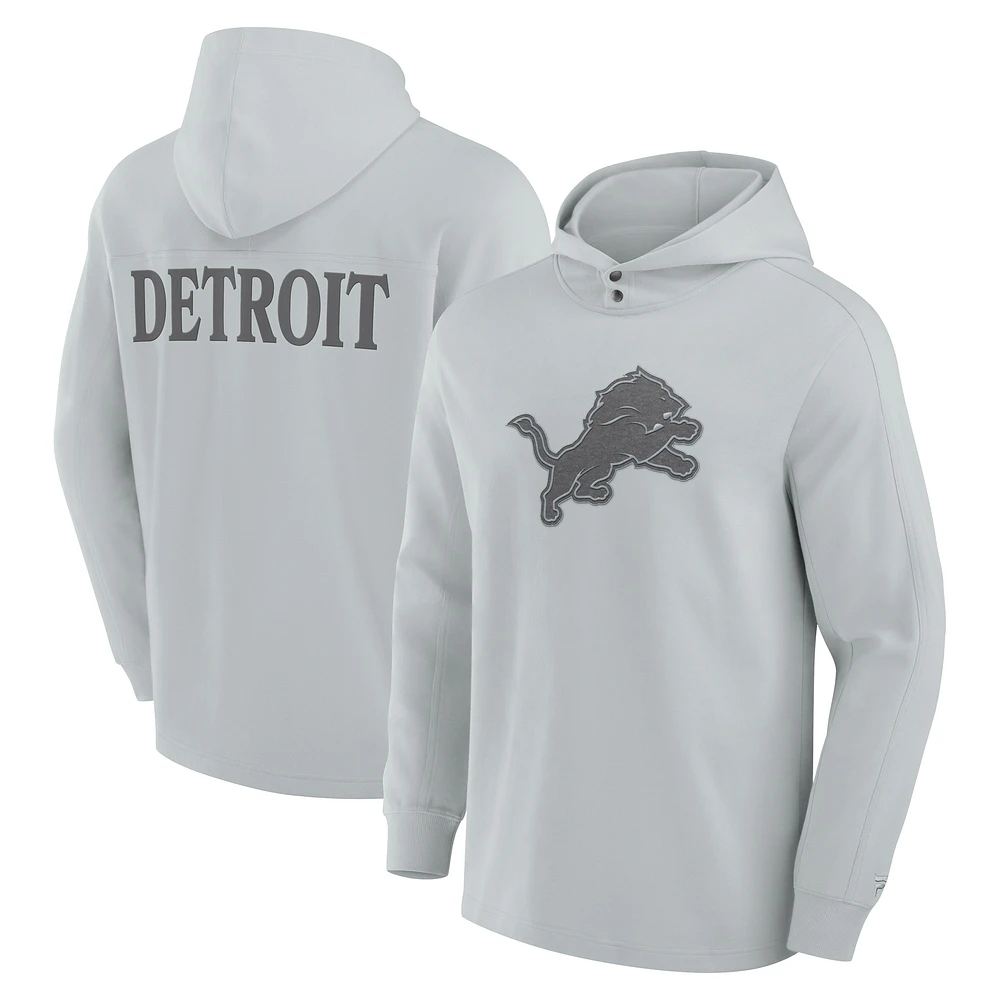 T-shirt à capuche manches longues en mélange tricolore pour homme Fanatics Detroit Lions Elements Blaze Gris