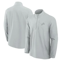 Men's Fanatics Gray Detroit Lions Front Office Micro Tonal Quarter-Zip Pullover