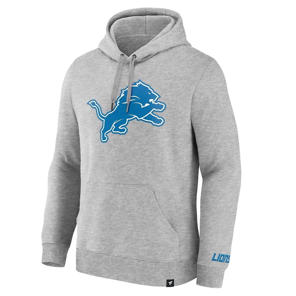 Men's Fanatics  Heather Gray Detroit Lions Legacy Fleece Pullover Hoodie