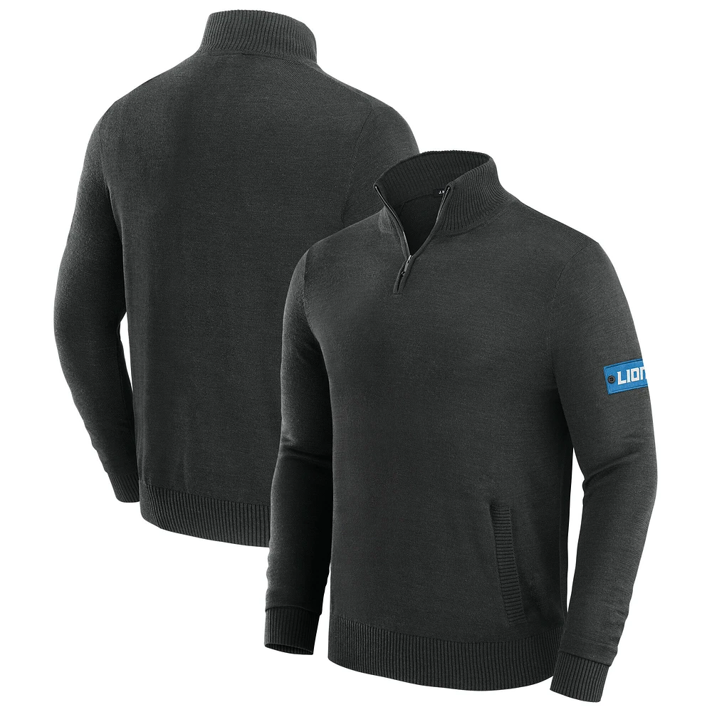 Men's J. Palmer Black Detroit Lions Franchise Quarter-Zip Sweater