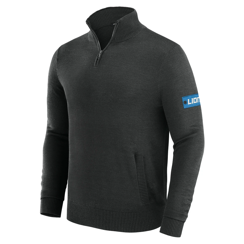 Men's J. Palmer Black Detroit Lions Franchise Quarter-Zip Sweater
