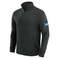 Men's J. Palmer Black Detroit Lions Franchise Quarter-Zip Sweater