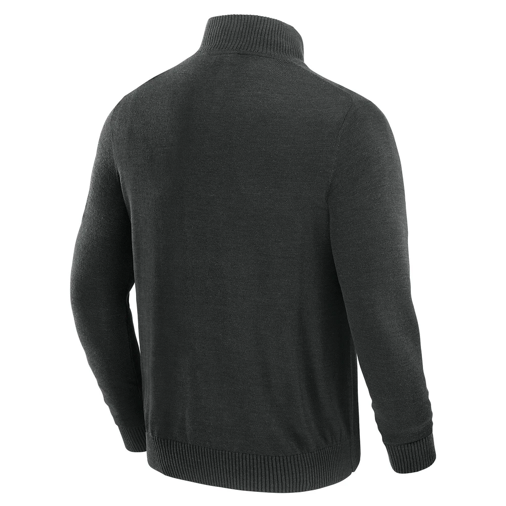 Men's J. Palmer Black Detroit Lions Franchise Quarter-Zip Sweater