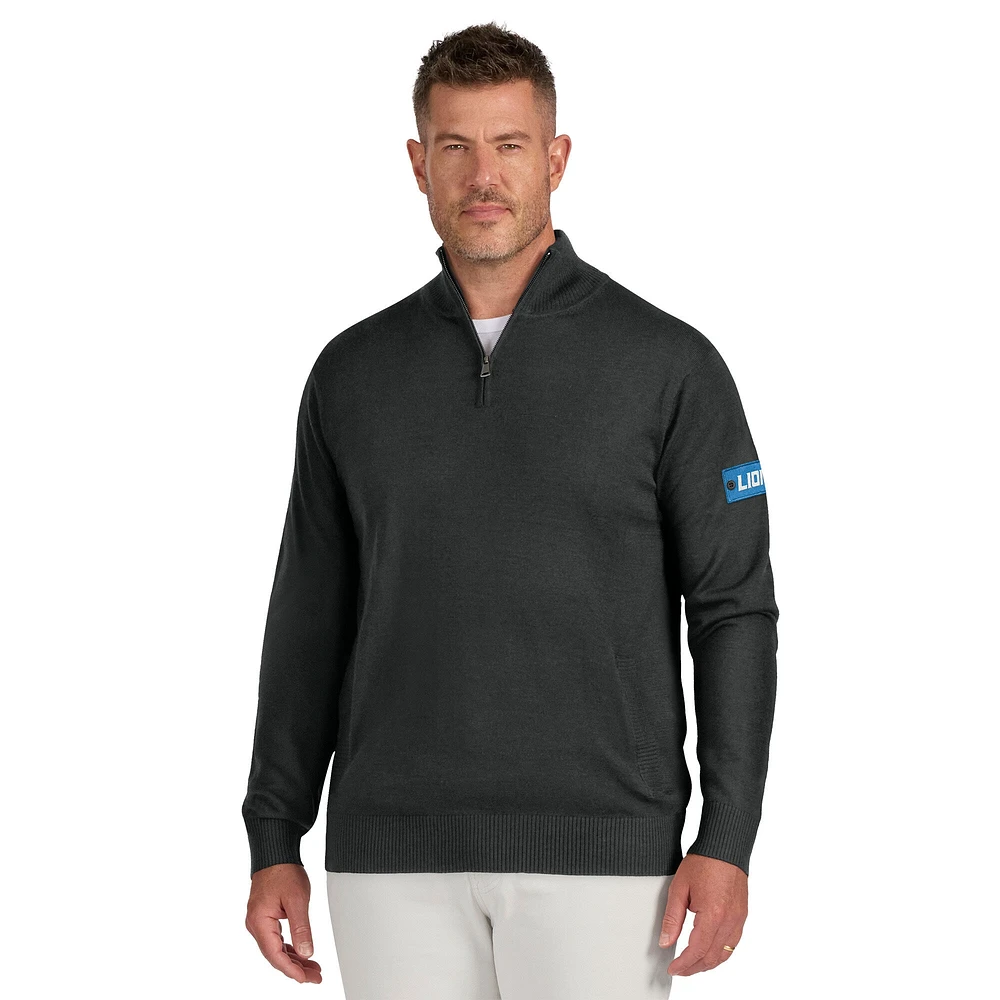 Men's J. Palmer Black Detroit Lions Franchise Quarter-Zip Sweater