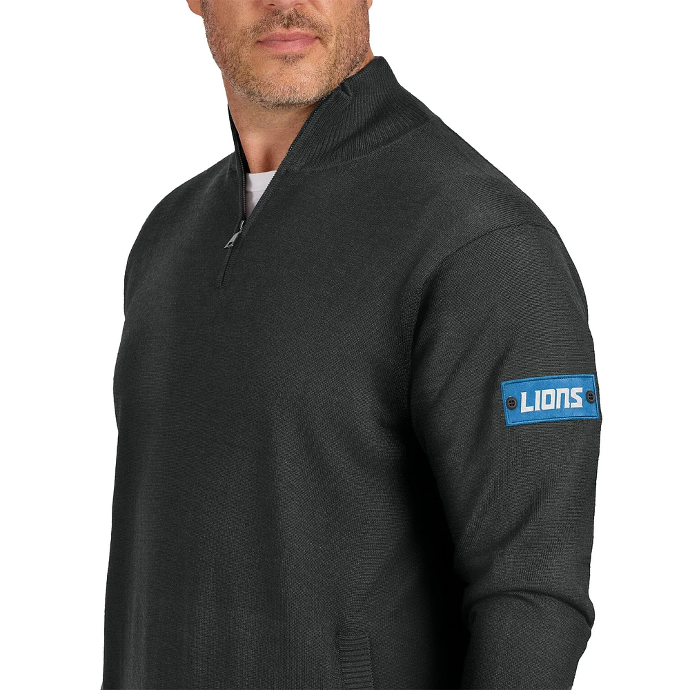 Men's J. Palmer Black Detroit Lions Franchise Quarter-Zip Sweater