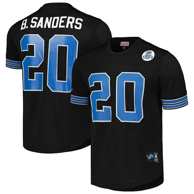 Haut en maille noir pour homme avec nom et numéro de joueur retraité des Lions Detroit, Mitchell & Ness Barry Sanders
