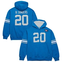 Men's Mitchell & Ness Barry Sanders Blue Detroit Lions Retired Player Name Number Pullover Hoodie