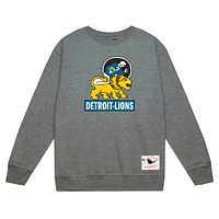 Men's Mitchell & Ness Heather Gray Detroit Lions Basic Fleece Pullover Sweatshirt