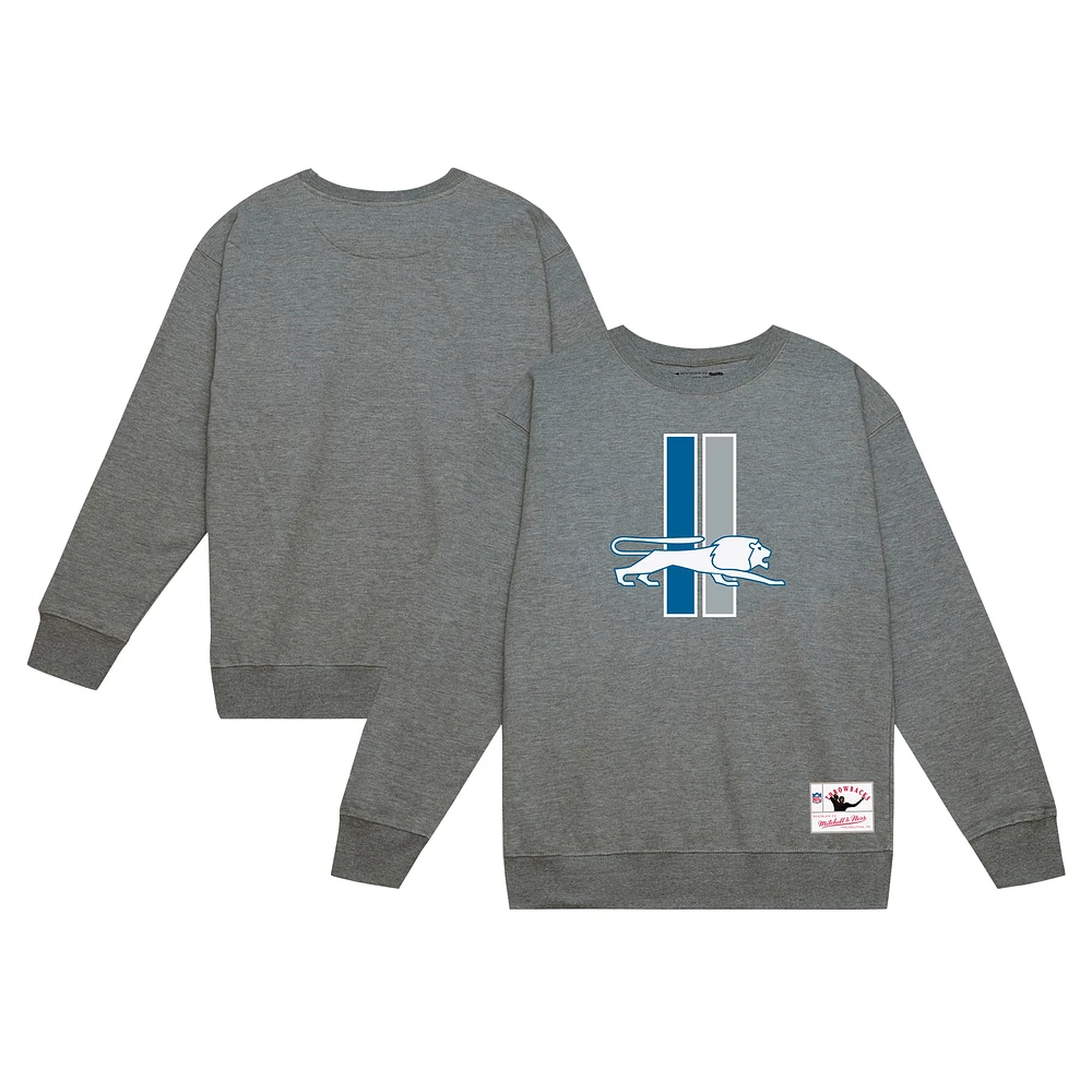 Sweat-shirt en molleton basique Detroit Lions gris chiné Mitchell & Ness pour homme