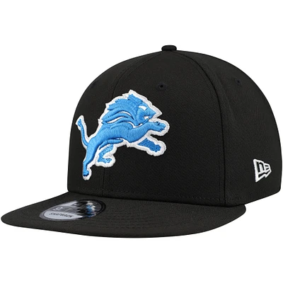 Casquette Snapback 9FIFTY de base noire des Detroit Lions New Era pour hommes