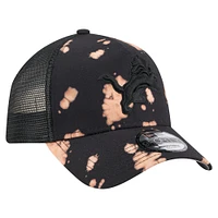 Men's New Era Black Detroit Lions Bleached A-Frame 9FORTY Trucker Adjustable Hat