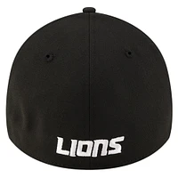 Men's New Era Black Detroit Lions Team Classic 39THIRTY Flex Hat