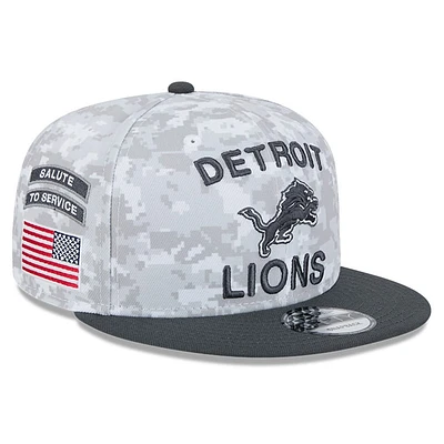 Casquette snapback 9FIFTY Detroit Lions 2024 Salute To Service de New Era pour homme, blanche/graphite