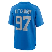 Maillot de match alternatif Nike Aidan Hutchinson pour hommes des Detroit Lions, bleu