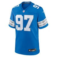 Men's Nike Aidan Hutchinson Blue Detroit Lions Game Jersey
