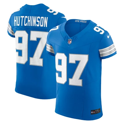 Maillot Nike bleu pour homme Aidan Hutchinson des Detroit Lions Vapor F.U.S.E. Elite