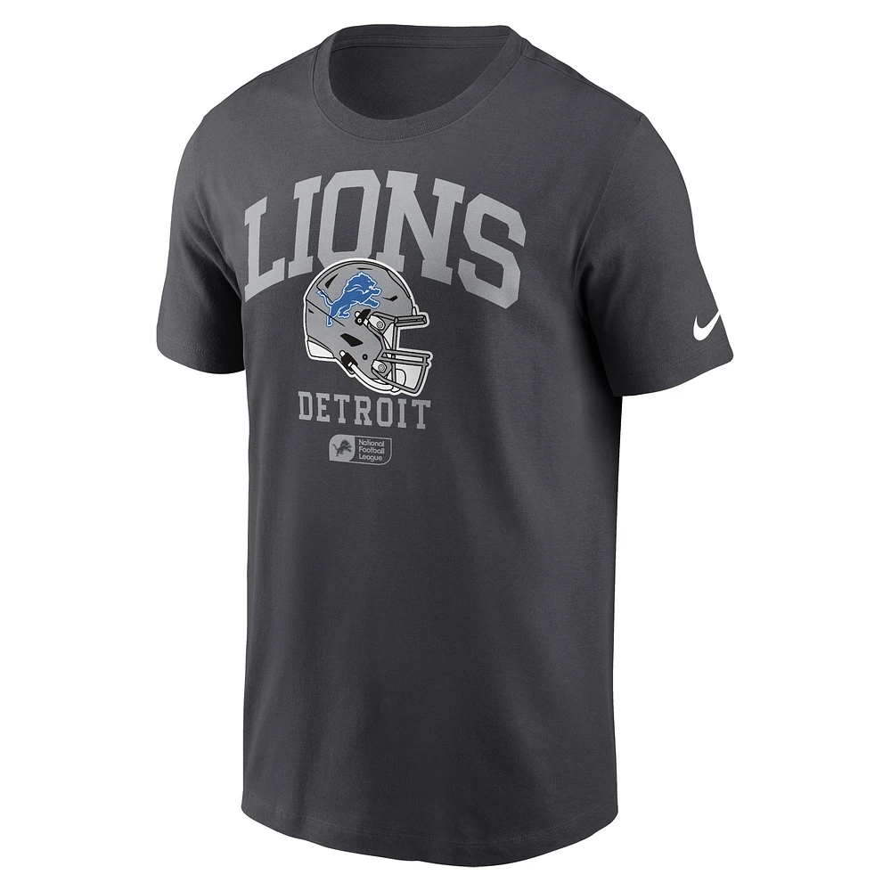 Men's Nike Anthracite Detroit Lions Helmet Essential T-Shirt