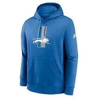 Men's Nike Blue Detroit Lions Rewind Club Logo Pullover Hoodie