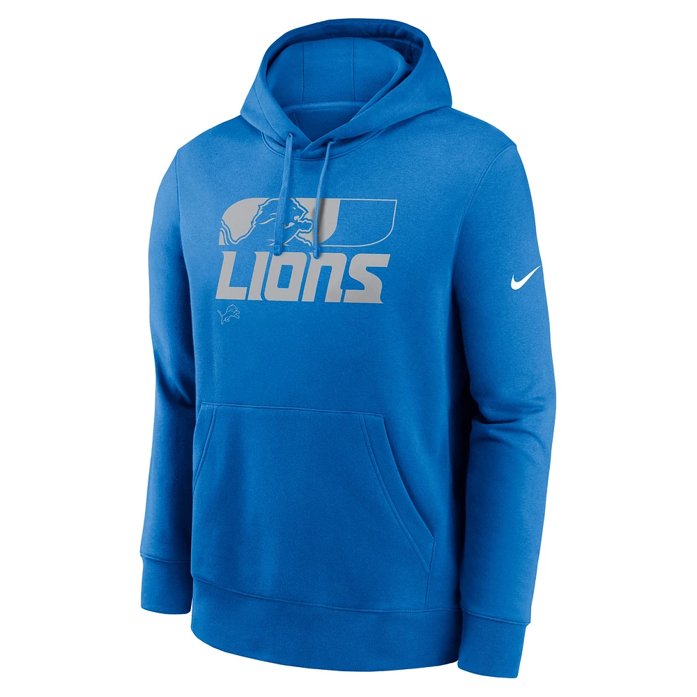 Men's Nike Blue Detroit Lions Team Reveal Club Pullover Hoodie