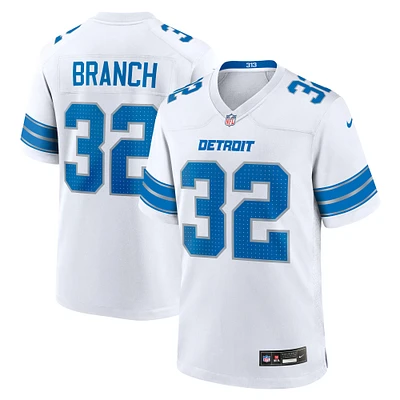 Maillot de match blanc Nike Brian Branch pour homme des Detroit Lions