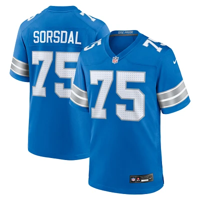 Maillot de match Nike Colby Sorsdal bleu pour homme des Lions Détroit