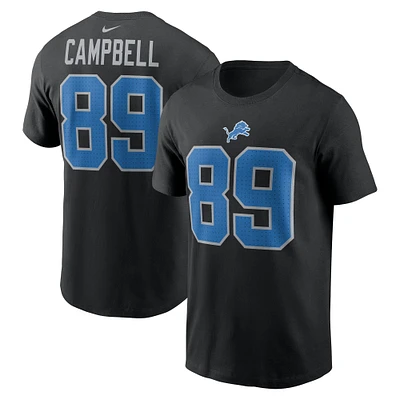 T-shirt Nike Dan Campbell pour hommes, noir, nom et numéro du joueur retraité des Detroit Lions