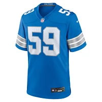 Men's Nike Giovanni Manu  Blue Detroit Lions Team Game Jersey