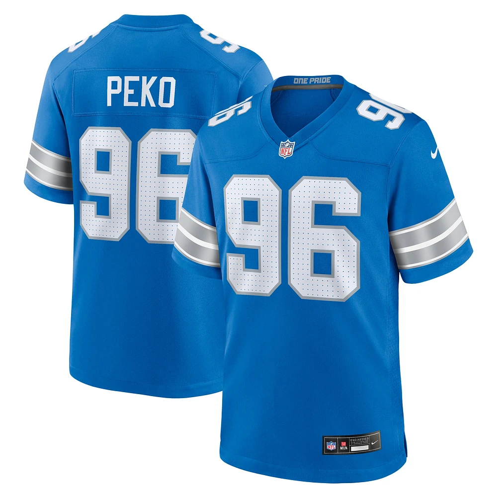 Maillot de match Nike Kyle Peko des Detroit Lions pour homme, bleu, bleu