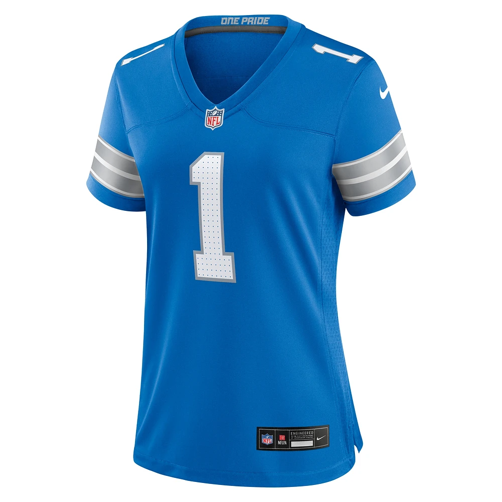 Men's Nike Number 1 Mom Blue Detroit Lions Game Jersey