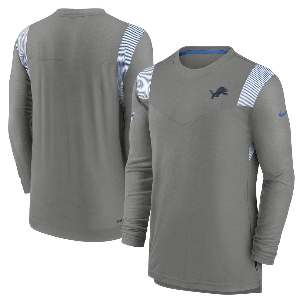 T-shirt à manches longues pour homme Nike Steel Detroit Lions Sideline Performance