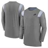 T-shirt à manches longues pour homme Nike Steel Detroit Lions Sideline Performance