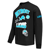 Men's Pro Standard Black Detroit Lions Turn It Up Drop Shoulder Pullover Sweatshirt