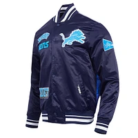 Men's Pro Standard Navy Detroit Lions Sublimated Satin Full-Snap Jacket