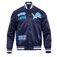 Men's Pro Standard Navy Detroit Lions Sublimated Satin Full-Snap Jacket