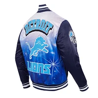 Men's Pro Standard Navy Detroit Lions Sublimated Satin Full-Snap Jacket
