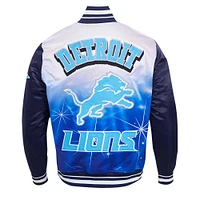 Men's Pro Standard Navy Detroit Lions Sublimated Satin Full-Snap Jacket