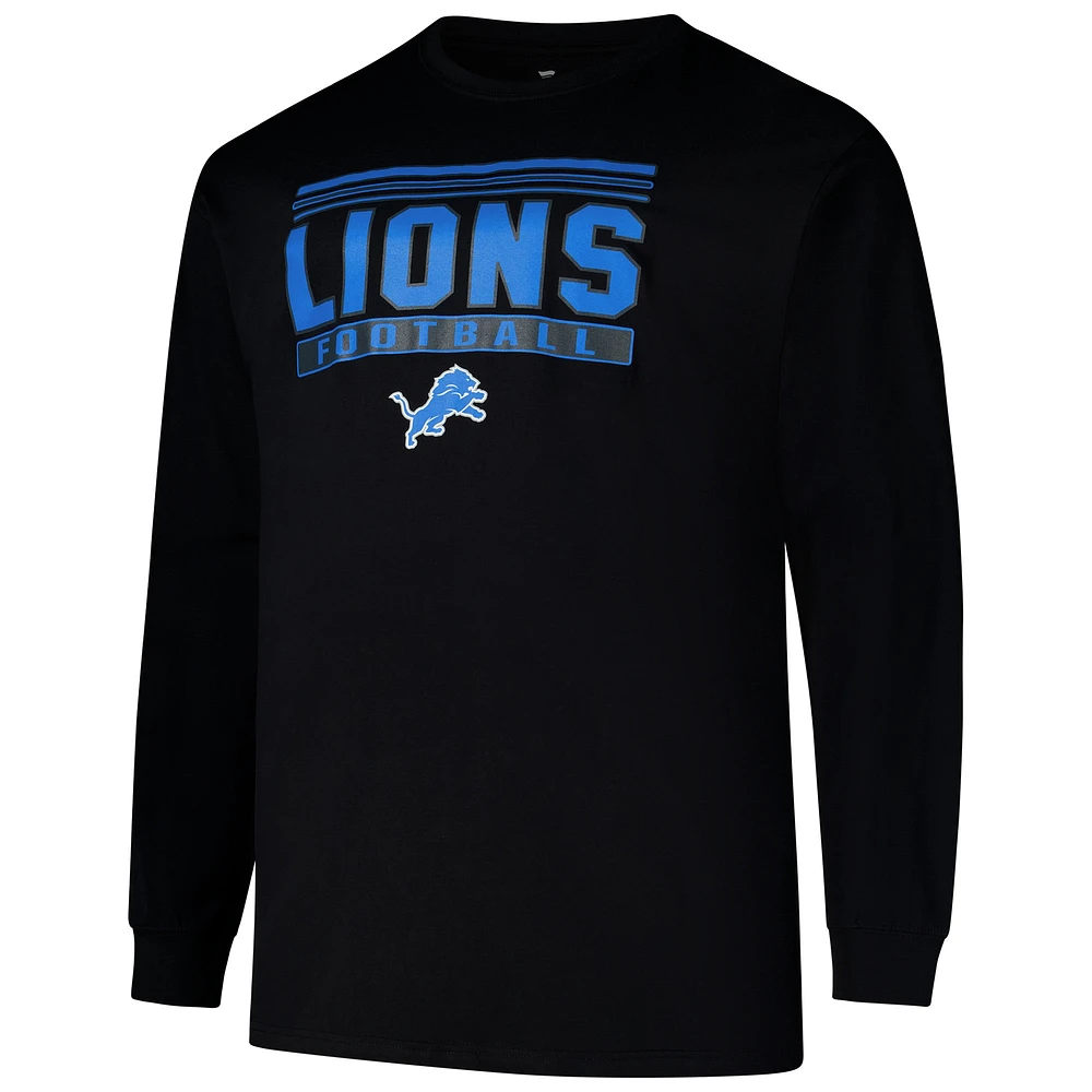 Men's Profile  Black Detroit Lions Big & Tall Pop Long Sleeve T-Shirt