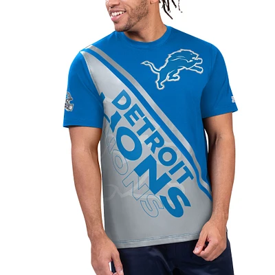 T-shirt graphique Starter Blue/Silver Detroit Lions Finish Line Extreme pour hommes