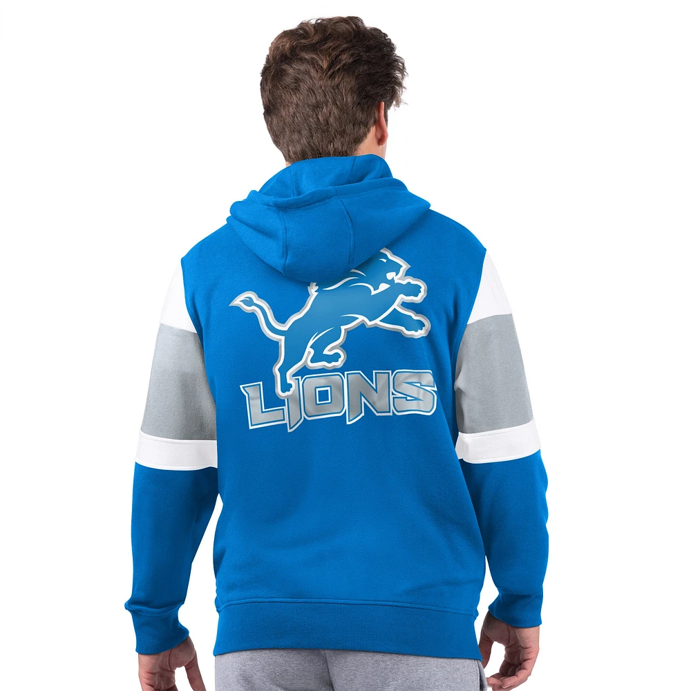 Sweat à capuche zippé bleu Detroit Lions Extreme pour homme