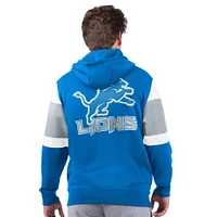 Sweat à capuche zippé bleu Detroit Lions Extreme pour homme