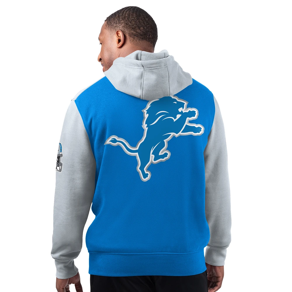 Men's Starter Blue Detroit Lions Extreme Pullover Hoodie