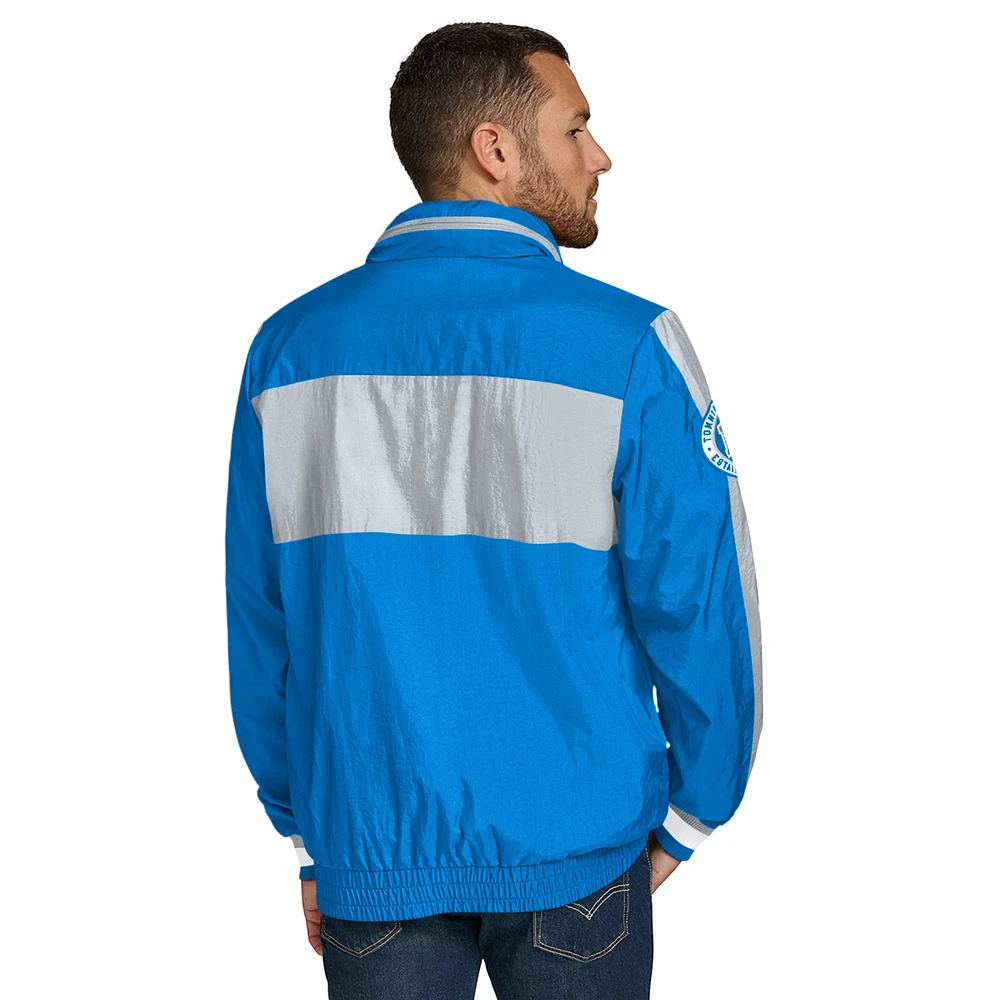 Men's Tommy Hilfiger Royal Detroit Lions Gael Lightweight Half-Zip Hoodie Jacket