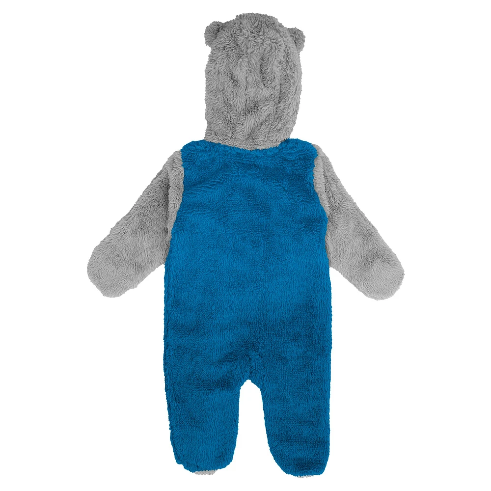 Newborn & Infant Blue Detroit Lions Game Nap Teddy Fleece Bunting Full-Zip Sleeper