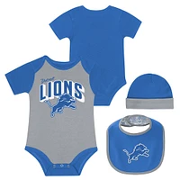 Newborn & Infant Detroit Lions Dynamic Duo Bodysuit, Bib Knit Hat Set
