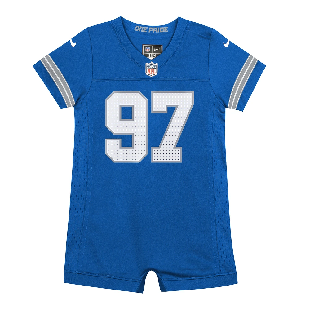 Maillot de jeu Nike Aidan Hutchinson bleu pour nouveau-né et bébé des Lions Detroit