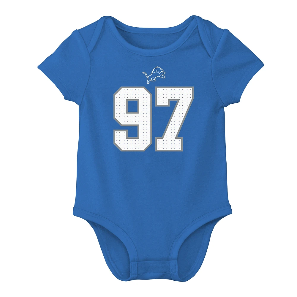 Newborn & Infant Nike Aidan Hutchinson Blue Detroit Lions Player Name Number Bodysuit