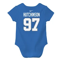 Newborn & Infant Nike Aidan Hutchinson Blue Detroit Lions Player Name Number Bodysuit