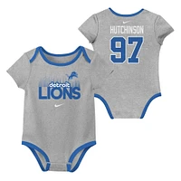 Newborn & Infant Nike Aidan Hutchinson Detroit Lions Name Number 3-Pack Bodysuit Set