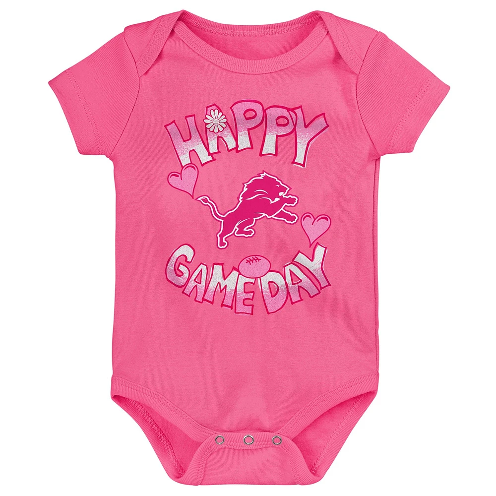Body rose pour nouveau-né « Happy Gameday » des Detroit Lions