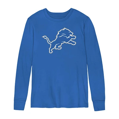 T-shirt à manches longues avec logo bleu pour l'école maternelle des Lions de Détroit